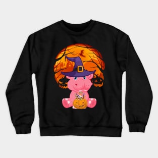 Hippopotamus pumpkin witch Crewneck Sweatshirt